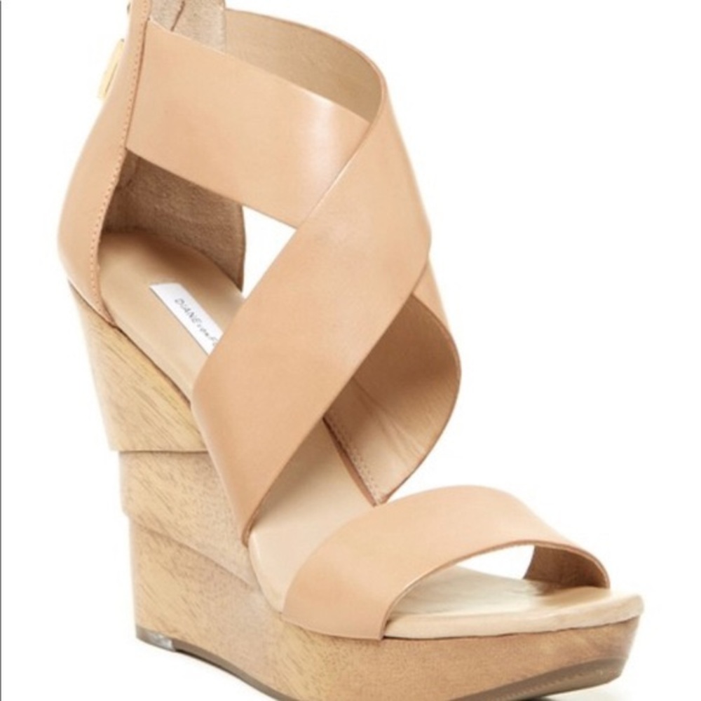 Diane Von Furstenberg Tan Wedge Sandals